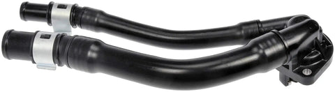 Heavy Duty Engine Coolant Thermostat Housing Assembly Straight Swap Water Outlet Replacement with two connecting pipes.