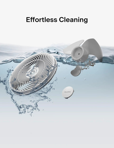 14 Inch Wall Mount Oscillating Fan With Remote Control disassembled and submerged for cleaning.