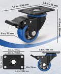 Heavy Duty 3 Inch Swivel Caster Wheels Set Of Four With Dual Locking Plate Casters And Double Ball Bearings diagram