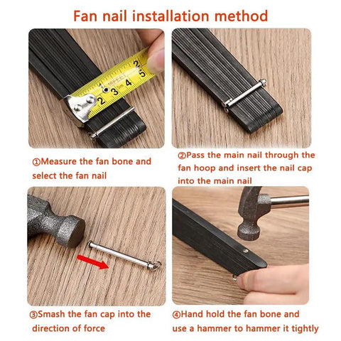 Eight Pack Folding Fan Axle Rivet Nails and Nut Repair Kit 35mm Replacement Fasteners installation method steps