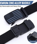 Mens Black Ratchet Belt Nylon Tactical Belt With Automatic Slide Buckle For Everyday Casual Wear And Golf, zinc alloy buckle detail