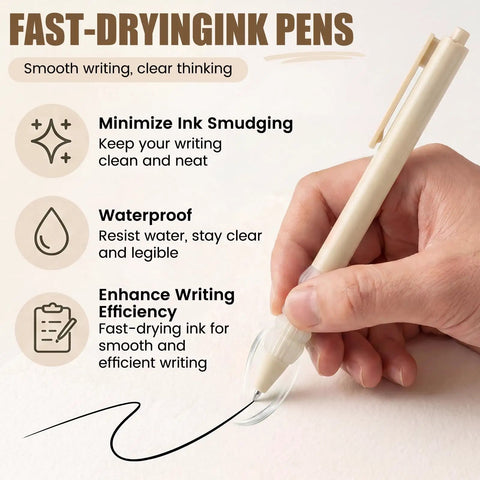 Hand using Beige 13 Pack Gel Pens Set With 0.5mm Fine Point Gel Pens And 1.0mm Retractable Ballpoint Pens for fast-drying writing