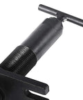 Close-up of durable black oxide finished gimbal bearing puller tool for boats with heavy-duty handle, designed for marine use.