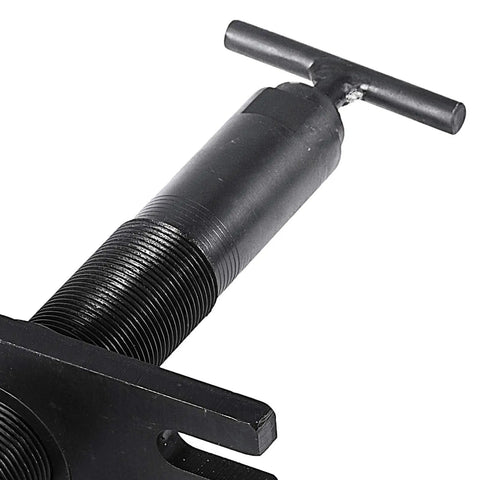 Close-up of durable black oxide finished gimbal bearing puller tool for boats with heavy-duty handle, designed for marine use.