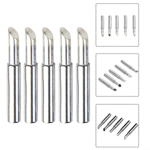 Five Piece 900 Mt Series Copper Soldering Tips Thick Transfer Welding Station Replacement For Heat Iron Plus Power Supply Pure Metal Efficiency: Set of 5 copper tips with curved heads.