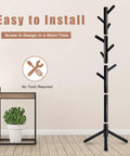 Freestanding Coat Rack With 8 Hooks And 3 Adjustable Heights, Space Saving Coat Tree for entryway with easy assembly shown