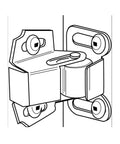 Diagram of 5 Pack Spring Loaded Roller Wheel Cabinet And Closet Door Catch Latch Holders With Zinc Finish And Screws attached to door