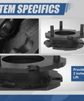 Close-up of durable black powdercoated upper mount spacers for 2 inches lift, part of the Level Up Your Whip With This Solid 2 Inch Front Suspension Lift Kit.
