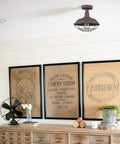 Straight Up Rustic Charm All Metal Barn Style Semi Flush Mount Ceiling Light Featuring Vintage Wire Cage Rust Finish ETL Certified in cozy space