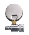 Pressure Washer Gauge Kit With 3/8 Inch Quick Connect, Inline 6000 PSI Gauge for Most Brands, silver gauge with brass fitting