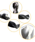 Set of unique drill bit heads showcasing angles and shapes from the 10 Piece Quarter Inch Pilot Drill Bit Set For Hole Saw Arbor High Speed Steel And Carbide Tipped Heavy Duty Multi Material Bits Crushes Hard Tasks Like A Champ.