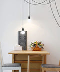 Dining area with Two Pack Fifteen Foot Hanging Light Cord Kit With Inline On Off Switch For Pendant Lamps E26 E27 Socket Black No Bulb Included Great For Ceiling Lanterns Plug In Convenience above table with basket.