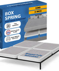 King Size Box Spring Bed Base With Heavy Duty Wood Mattress Foundation, showing fully assembled four-piece set on a black frame.