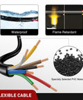 Heavy Duty 7 Way Trailer Extension Cable, 10 Feet, 14 Gauge 7 Conductor RV Standard Wire, waterproof and flame retardant design.