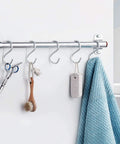 Heavy Duty Stainless Steel S Hooks 2.75 Inch Pack Of 100 for hanging towels and tools on rail in bathroom setup