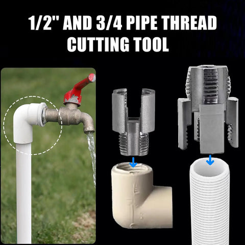 2 Piece Pipe Threader Kit With One Half And Three Quarter Inch Dies Electric Drill Compatible internal and external threading tool for PVC.