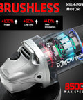 Cordless 20V Angle Grinder With Makita 18V Battery Compatibility, 8500 RPM, 4-1/2 Inch Disc, Four Speed Levels close-up view