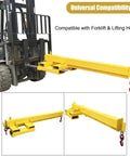 Heavy Duty 2 Ton Telescopic Forklift Jib Boom Built Tough To Kick Some Serious Weight Smooth 12 Foot Extendable Crane Arm mounted on forklift.