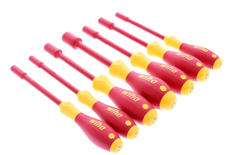 Nine Piece Pro Grade 1000 Volt Insulated Metric Nut Driver Set With SoftFinish Cush Grip For Comfort And Control Includes 5mm 6mm 7mm 8mm 9mm 10mm 11mm 12mm 13mm Sizes Individually Tested To 10kV AC For Safe Electrical Work