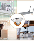 Collage showing 24 Pcs 1 Inch Caster Wheels With Metal Top Plate For Furniture Rolling Cabinets Trundle Beds And Drawers Silent Ball Bearing TPR Wheel Includes 60 Screws Durable Chrome Plated Steel Construction Lightweight Easy To Install installed on various furniture items.