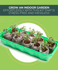 No Mess Indoor Garden Starter Kit With Mini Greenhouse Humidity Dome And 3-Pack Reusable Seedling Trays in use with sprouting seedlings