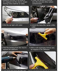 12x48 Inch Tint Vinyl Film Wrap For Car Headlights Tail Lights And Fog Lights Glossy Light Black DIY Install Kit With Squeegee And Cutter details
