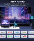 Wireless HDMI Transmitter And Receiver Kit With 4K Decode And 1080P Output streaming from laptop to TV with app icons displayed