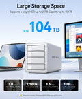 Turbocharged 4 Bay Raid Hard Drive Enclosure With Jms591 Chip And 20Gbps Usb 3.2 Gen2X2 Interface For Plug And Play Desktop Nas Storage and Heavy Lifting Data Hauls with four drive bays.