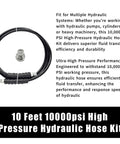 Memiuyelay 10 ft high-pressure hydraulic hose kit with 3/8 in NPT fittings, black 1/4 in ID hose with coupler cap