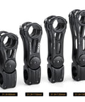 Four adjustable MTB stem 31.8mm 70 degree risers for handlebar, shown in lengths 90, 110, 130, 145mm, aluminum alloy bike stem extender