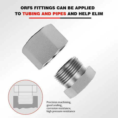 80 Piece ORFS Cap And Plug Kit For Hydraulic Fittings Galvanized 45 Steel With Precision Threading O Ring Face Seal, details shown