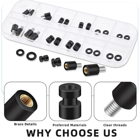 Anti Vibration Standoffs And Rubber Damper Balls Set With M2 And M3 Screws for Drone Flight Controller Mounts in a hardware organizer.