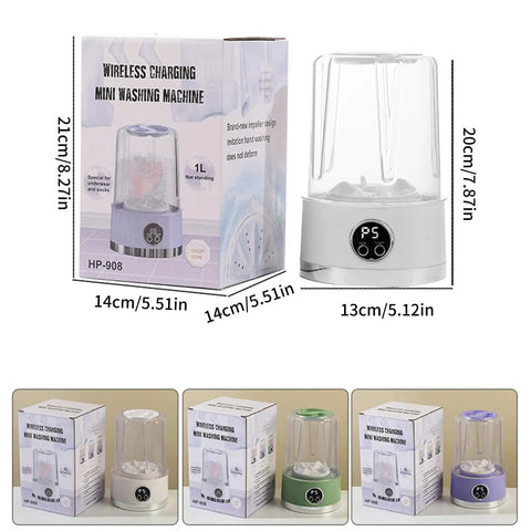 Portable Cordless Laundry Washer With 3000Mah Battery No Sweat Operation For Dorm Rooms And Campout Adventures Hospital Grade Deep Clean Clothes Machine In White setup with packaging and various color options.