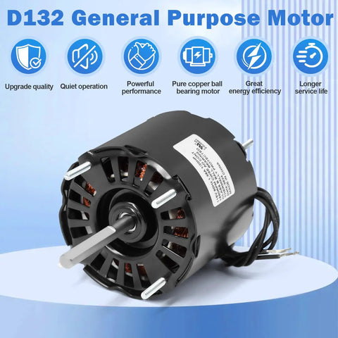 General Purpose Shaded Pole Motor 1/20 HP 1550 RPM Open Ventilated 3.3 Inch Replacement for Fasco D132 and Dayton 161M08