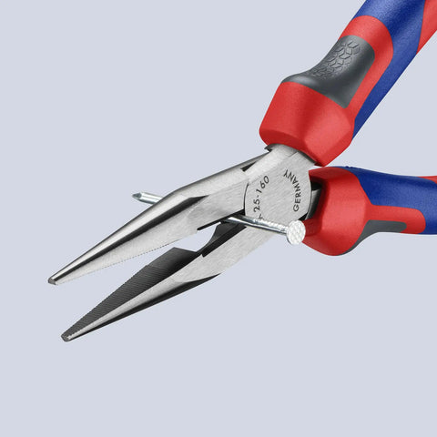 Pro Grade Long Nose Pliers With Cutter Six And A Quarter Inch, showing the fine detail work with extend comfort handles
