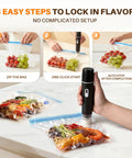 Compact Handheld Vacuum Sealer For Food Storage And Meal Prep, Cordless Portable Sealing System With 10 Reusable Bags in use