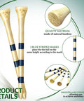 500 Pcs Bamboo Golf Tees 3-1/4 Inches Long Wooden Tees For Golf Practice On The Course Natural Color With Blue Stripes Pack