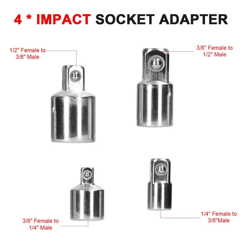 Ultimate 16 Pc Socket Accessory Kit With Extension Bars Universal Swivel Joints And Drive Reducers Ideal For Automotive Garage DIY Maintenance Tools That Fit Any Ratchet Or Impact Wrench Perfect For Heavy Duty Jobs 4 impact socket adapters