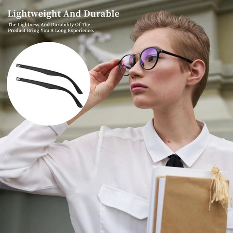 Top Tier Glasses Arm Replacement Set For Everyday Spectacles Includes Heavy Duty Screws Tough Nylon Washers Precision Screwdriver And Cushy Silicone Nose Pads For Hassle Free Frame Restore Gear, featuring black nylon arms.