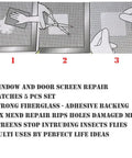10 Piece Screen Repair Patch Kit For Windows, Doors And Tents Easy Adhesive Patches To Fix Tears, Holes, And Rips