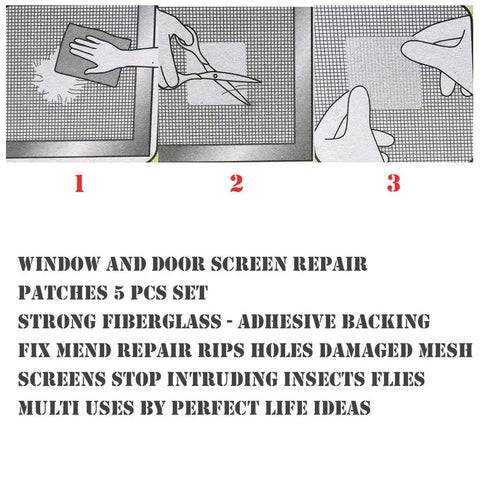 10 Piece Screen Repair Patch Kit For Windows, Doors And Tents Easy Adhesive Patches To Fix Tears, Holes, And Rips