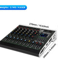 Dope 6 Channel DJ Mixer With Bluetooth And USB For Live Streaming On Mobile Or PC, 99 DSP Effects, 48V Phantom Power angles shown