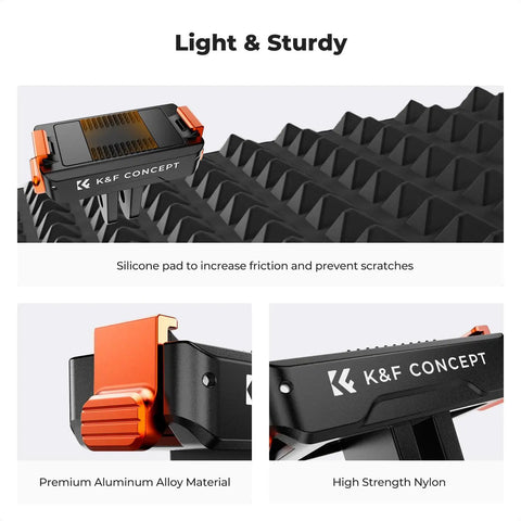 K&F Concept Magnetic Quick Release Adapter Mount with silicone pad and premium aluminum and nylon material details