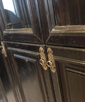 Antique Bronze Brass Door Pulls For Cabinets And Cupboards, Old School Retro Vibe Cabinet Handles on dark wood cabinets
