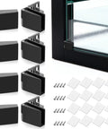 Bulk Pack 8 Frameless Glass Door Hinges With Screws Black No Drill 90 Degree Replacement Hinges For 3-5mm Thick Glass