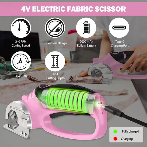 Cordless Electric Scissors For Crafting And DIY Projects With LED Light 4V Box Cutter and Cardboard Cutter Two Titanium Blades