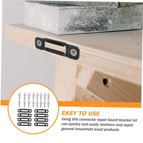 50 Pack Tough As Nails Manganese Steel Furniture Connectors Lock Down Cabinets And Wardrobes With Invisible Hardware showing matte black bracket on wood