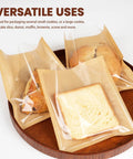100 Pack Heat Sealable Cookie Bags With Window Grease Resistant Grab And Go Bakery Bags displayed with pastries