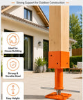 No Sweat Setup For Your Outdoor Build With These Heavy Duty 4 Pack Screw Jack Posts Featuring 4X4 Adjustable Steel Plates For Deck And Foundation Leveling Support, close-up of adjustable screw jack with wooden post.