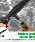 Heavy Duty Radiator Coolant Flush Gun With Manual Twin Pump To Blow Out Stubborn Buildup And Rust From Heater Cores And Entire Cooling System For A Smooth Running Rig, close-up of flushing nozzle.